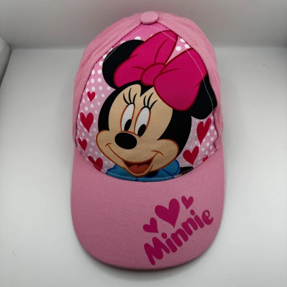 Disney Minnie Mouse Baseball Cap Kids Girls One Size Pink Heart Polka Dot Good